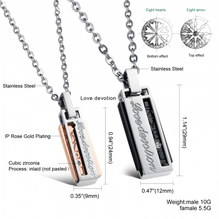 Colier inox cu mesaj "love devotion" 55 cm [4]