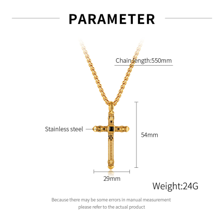 Colier inox cu pandantiv cruce stilizata vintage 55 cm [5]