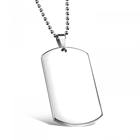 Colier inox cu placuta identificare si lant militar [5]