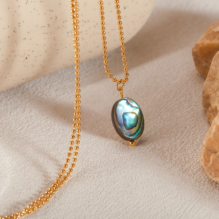 Colier inox cu scoica si fluturas [7]