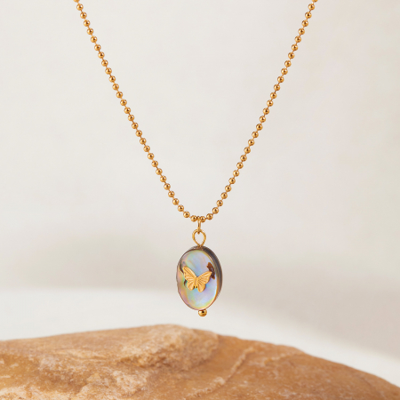 Colier inox cu scoica si fluturas [9]