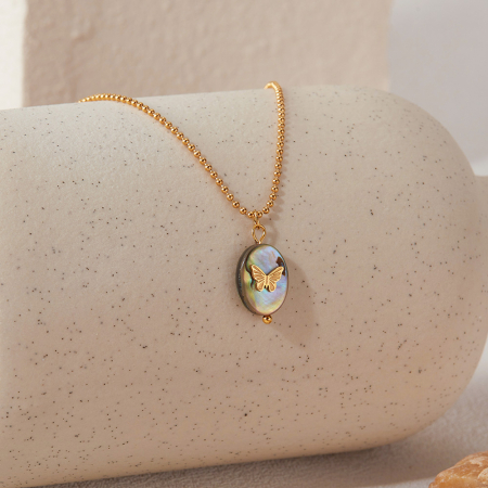 Colier inox cu scoica si fluturas [12]