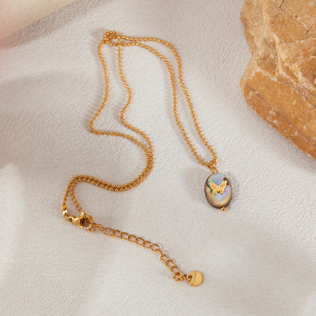 Colier inox cu scoica si fluturas [10]