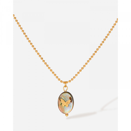 Colier inox cu scoica si fluturas [14]