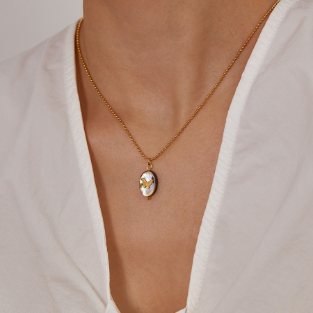 Colier inox cu scoica si fluturas [4]