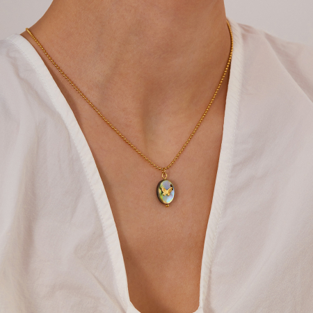 Colier inox cu scoica si fluturas [11]