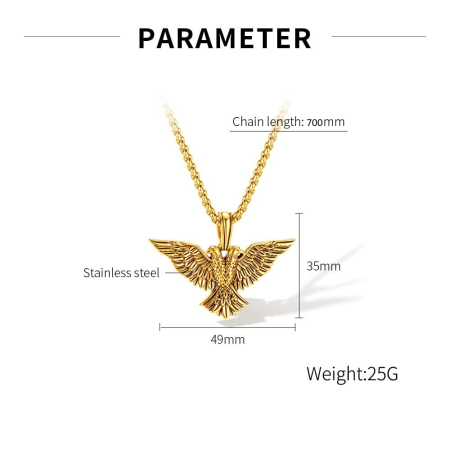 Colier inox cu vultur heraldic, 70 cm [5]