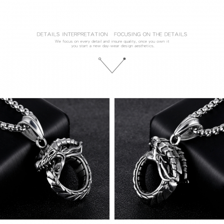 Colier inox dragon 60 cm [4]