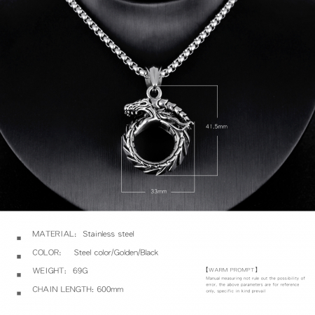 Colier inox dragon 60 cm [3]