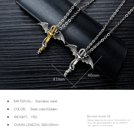 Colier inox Dragon și Sabie – Simbol al Curajului și Puterii [6]