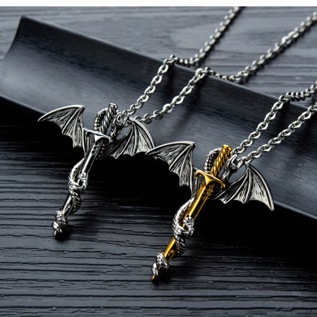 Colier inox Dragon și Sabie – Simbol al Curajului și Puterii [3]