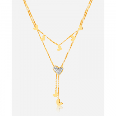 Colier inox dublu cu inimioare si zirconii [14]