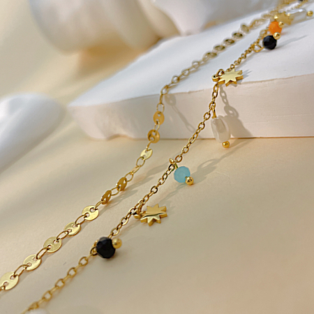 Colier inox dublu cu perle si margele [5]