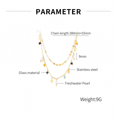 Colier inox dublu cu perle si margele [7]
