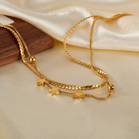 Colier inox dublu cu stelute [5]