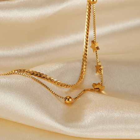 Colier inox dublu cu stelute [2]