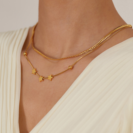 Colier inox dublu cu stelute [8]