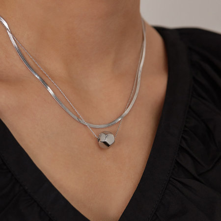 Colier inox dublu minimalist [6]