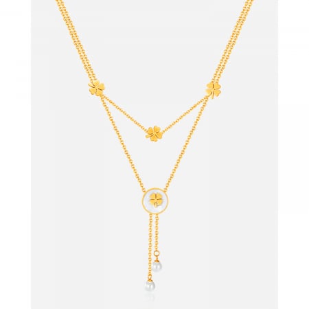 Colier inox dublu norocos cu trifoi cu 4 foi [14]