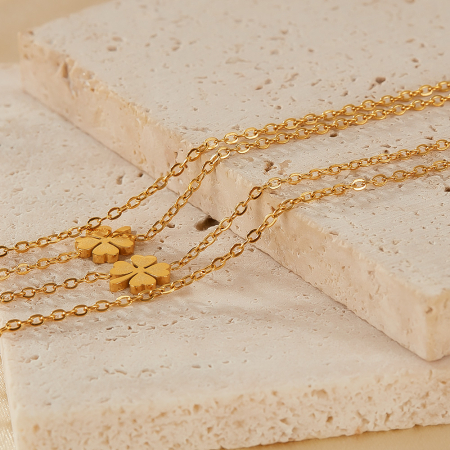 Colier inox dublu norocos cu trifoi cu 4 foi [5]