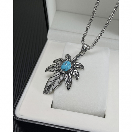 Colier inox frunza de canabis 70 cm [7]