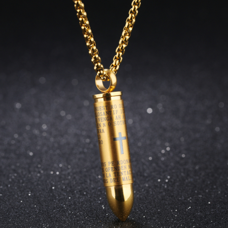 Colier inox glont cu rugaciune 55 cm [1]