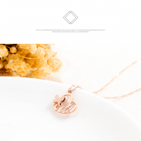 Colier inox inima si fluturas [12]