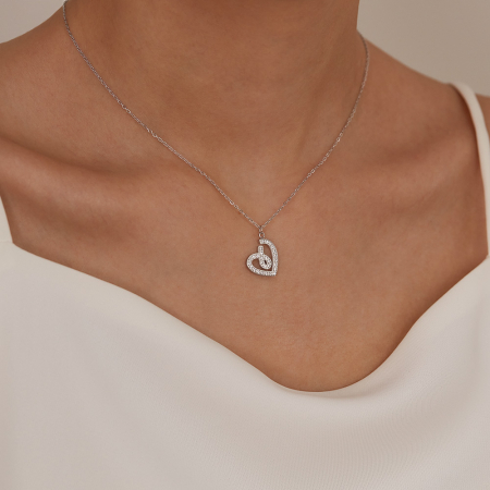 Colier inox inimioara stilizata cu zirconii [3]