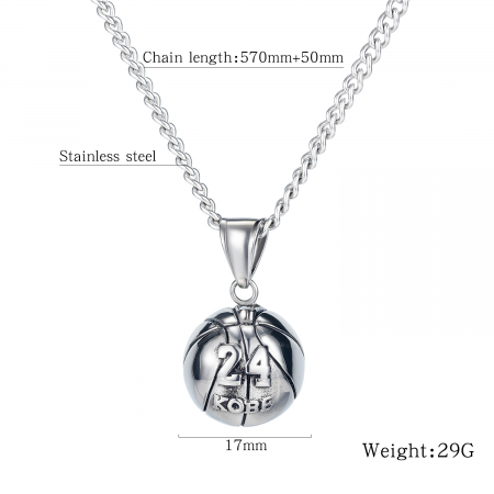 Colier inox minge basket Kobe Bryant 63 cm [4]