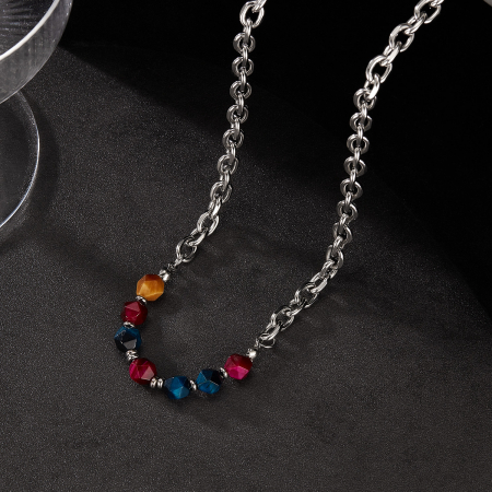 Colier inox mix cu pietre naturale colorate [11]