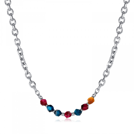 Colier inox mix cu pietre naturale colorate