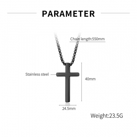 Colier inox negru cu cruce [3]