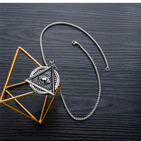 Colier inox Ochiul Triunghiular – Simbol al Cunoașterii și Protecției [10]