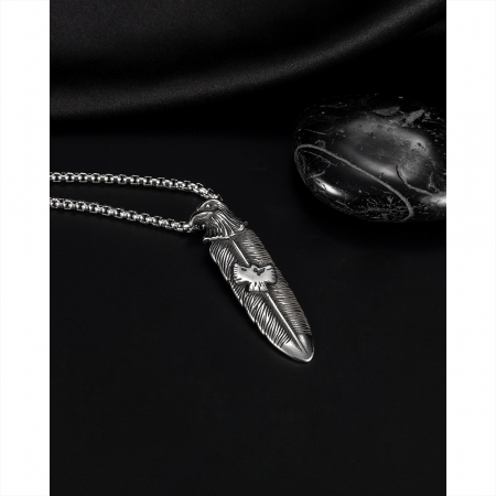 Colier inox pana de vultur 55 cm [9]