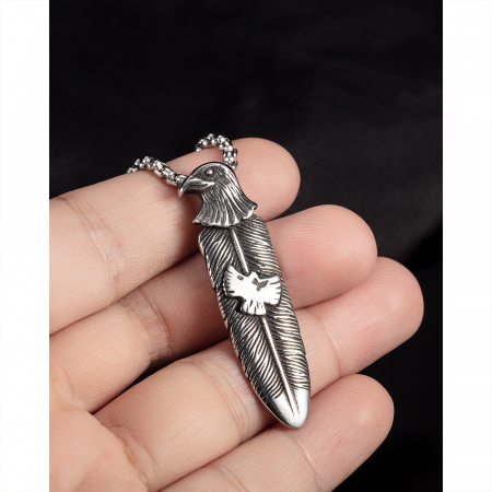 Colier inox pana de vultur 55 cm [6]