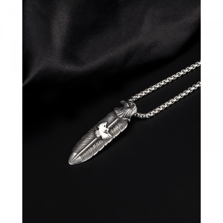 Colier inox pana de vultur 55 cm [3]