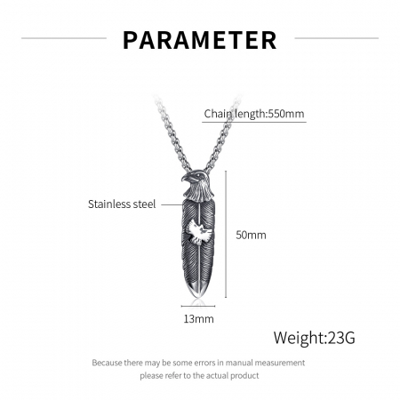 Colier inox pana de vultur 70 cm [6]