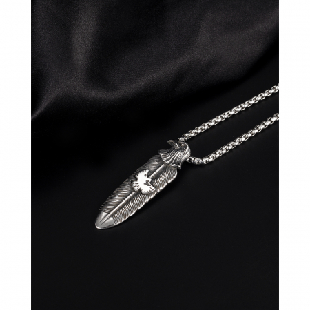 Colier inox pana de vultur 70 cm [12]
