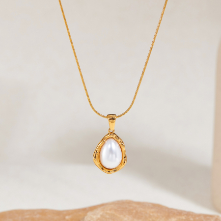 Colier inox picatura cu perla [7]