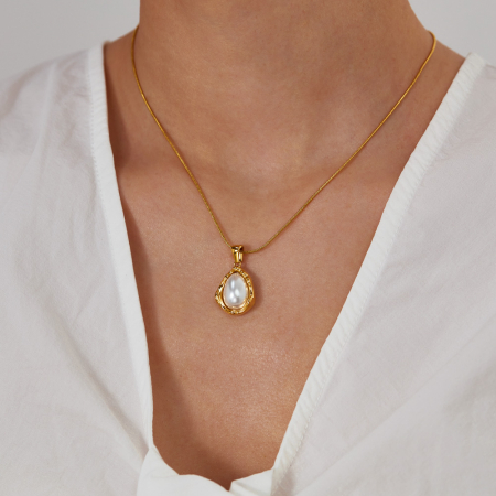 Colier inox picatura cu perla [3]