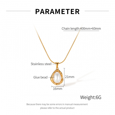 Colier inox picatura cu perla [11]