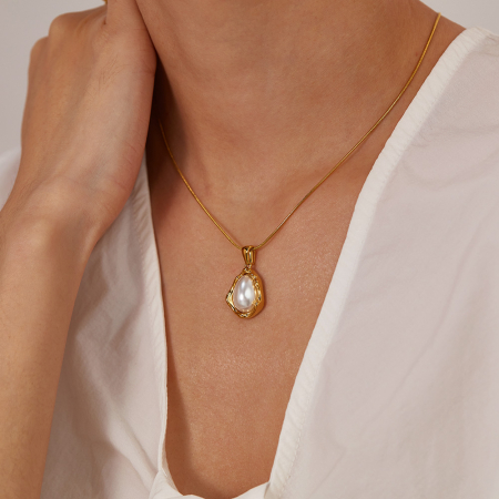 Colier inox picatura cu perla [13]