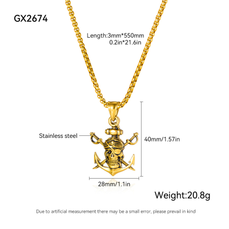 Colier inox Pirat Skull din – Simbol al Libertății și Curajului [6]