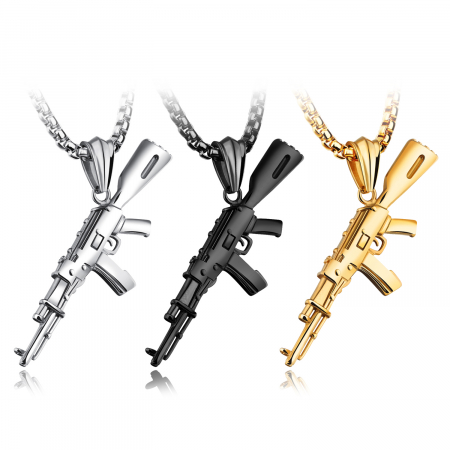 Colier inox pistol mitraliera 60 cm [7]