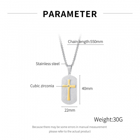 Colier inox placuta cu cruce 55 cm [2]
