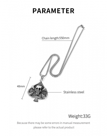 Colier inox poker cu pica cu craniu 55 cm [5]