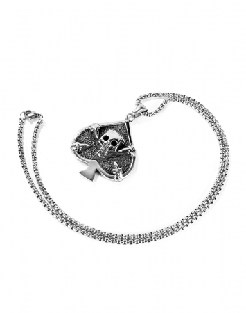Colier inox poker cu pica cu craniu 55 cm [16]