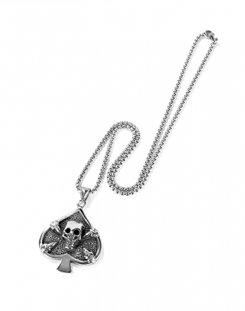 Colier inox poker cu pica cu craniu 55 cm [12]