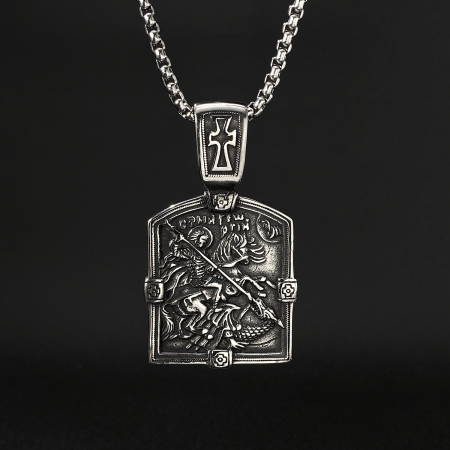 Colier inox Sfântul Gheorghe din Oțel Inoxidabil – Simbol al Curajului și Protecției Divine [9]