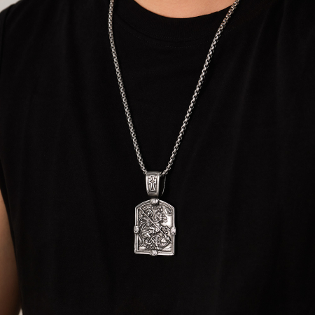 Colier inox Sfântul Gheorghe din Oțel Inoxidabil – Simbol al Curajului și Protecției Divine [13]